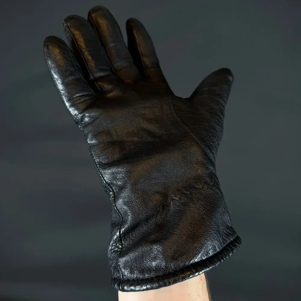 Wilsons Suede & Leather Black Gloves Size M Genuine Leather vintage